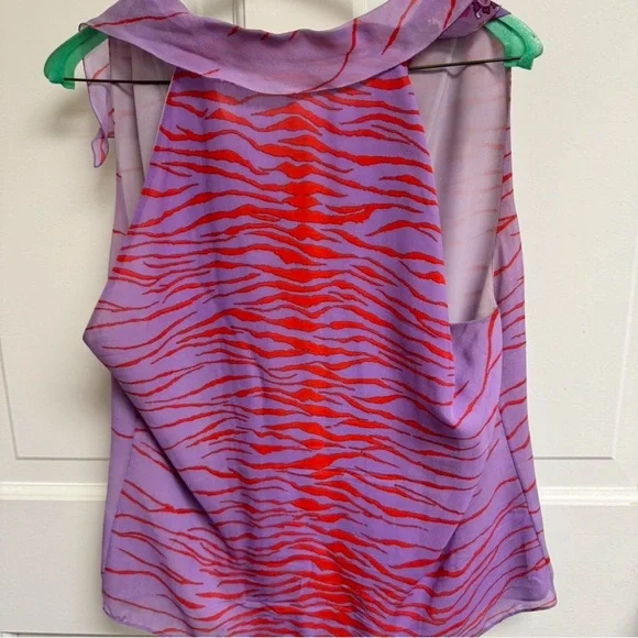 Purple Floral Women's sleeveless blouse - Picture 2 of 6